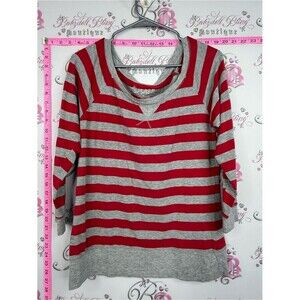 Splash shirt Women’s Red & Gray Striped Scoop Neck Long Sleeve Top